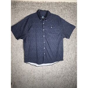 ANGLR‎ Men's Short Sleeve Block Button Down Shirts Size XXL Blue Stretch Casual